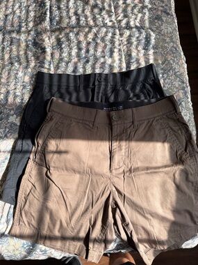 Abercrombie & Fitch Black and Brown Slim Shorts Set